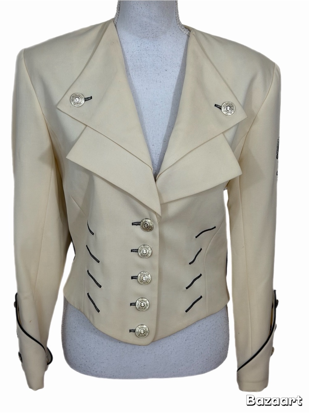 Entre Deux Modes by Carrie Rouveyrol Women’s Cropped Blazer Jacket Ivory Size 6 - Picture 2 of 8